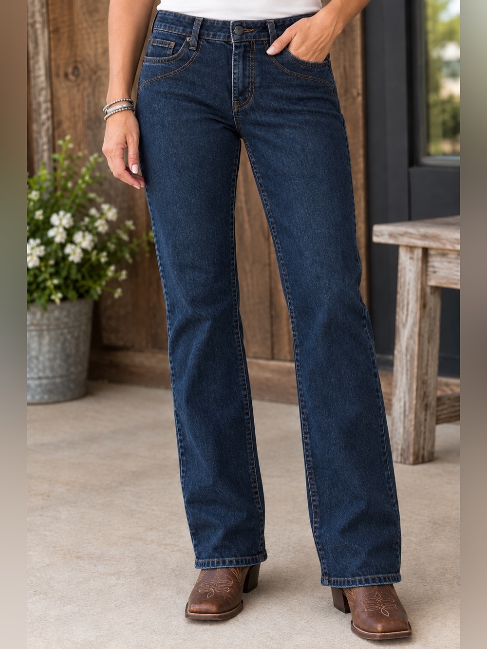 MEXX Women’s  Dark Blue Straight-Leg Jeans Sz 12 Quality Unique Stitch Detail
